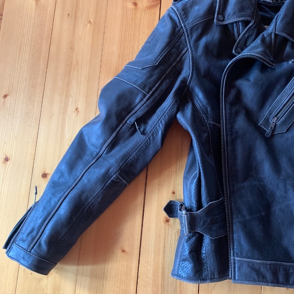 Black Brand Neanderthal Leather Motorcycle Jacket Black - Men's Large - Picture 5 of 11